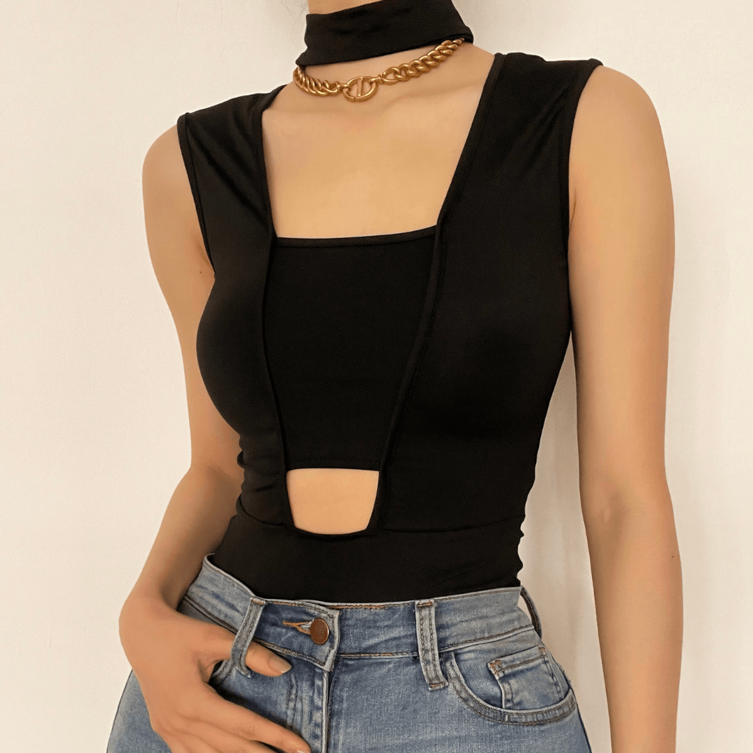 Halibuy Sleeveless hollow out bodysuit - Final Sale