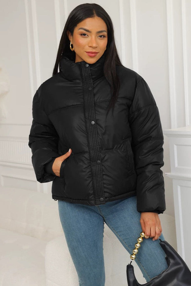 Cropped Stand Collar Puffer Jacket