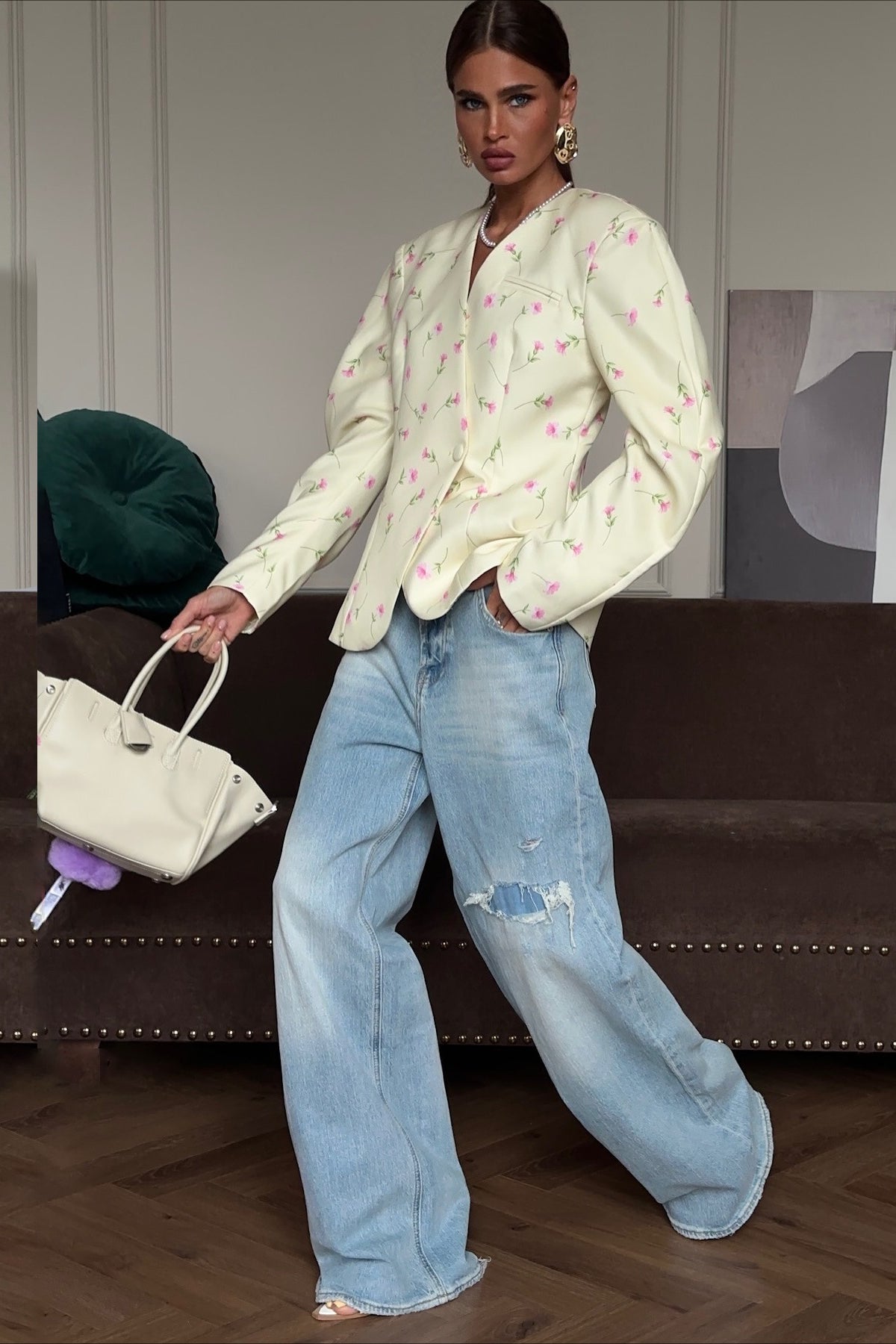 Romantic Floral V-Neck Coat