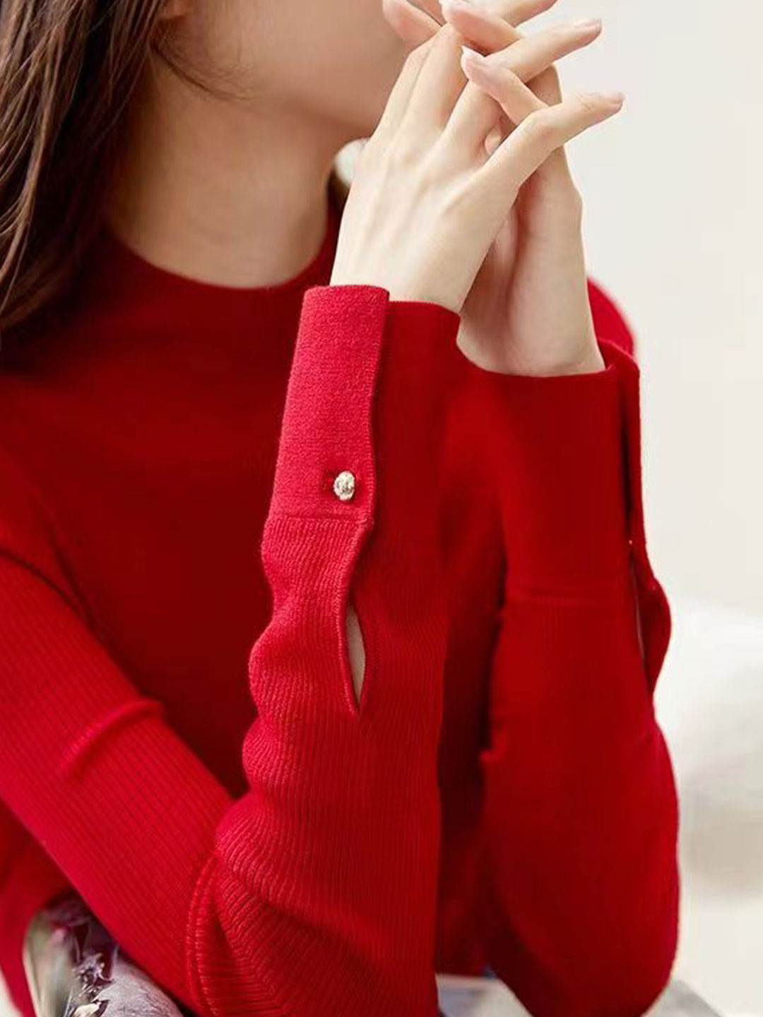 Sophia Classic Turtleneck Solid Color Knitted Sweater-Coffee
