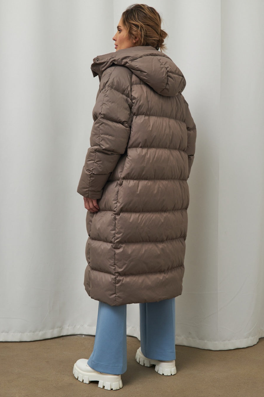 Extra Long Hooded Puffer Jacket