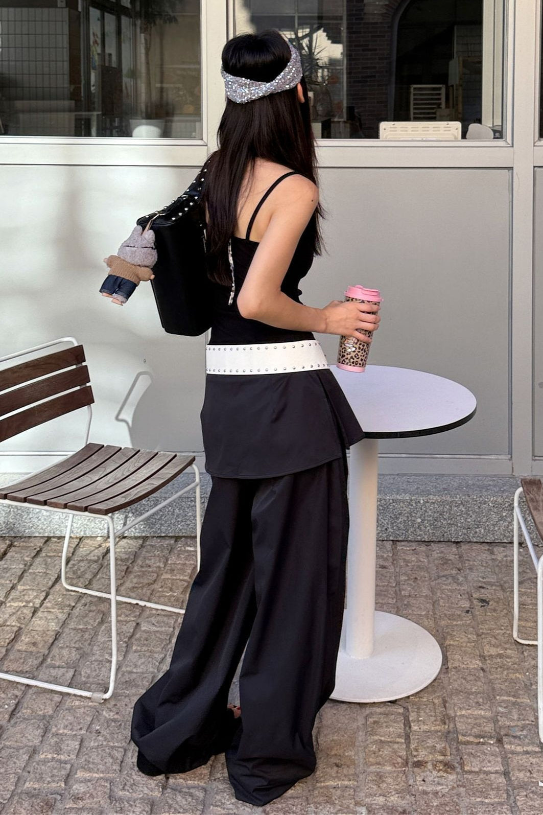 Street Style Loose Fit Spliced Wide Leg Pants