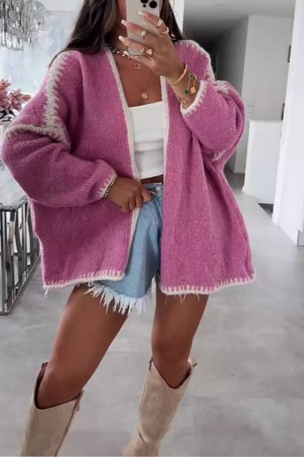 Fashionable Casual Long-sleeved Loose Knitted Cardigan