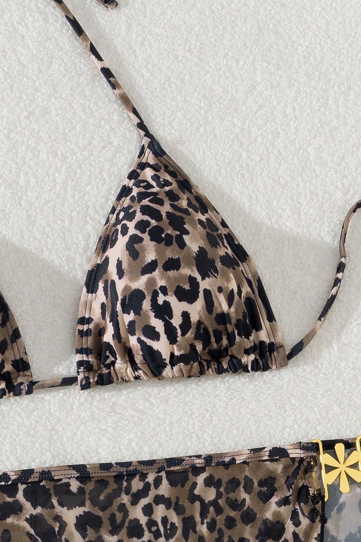 Leopard Triangle Three Piece Swim Set