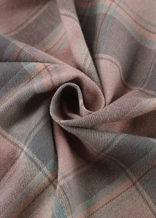 Relaxed Fit Plaid Long Sleeve Shirt – Casual Women's Coat