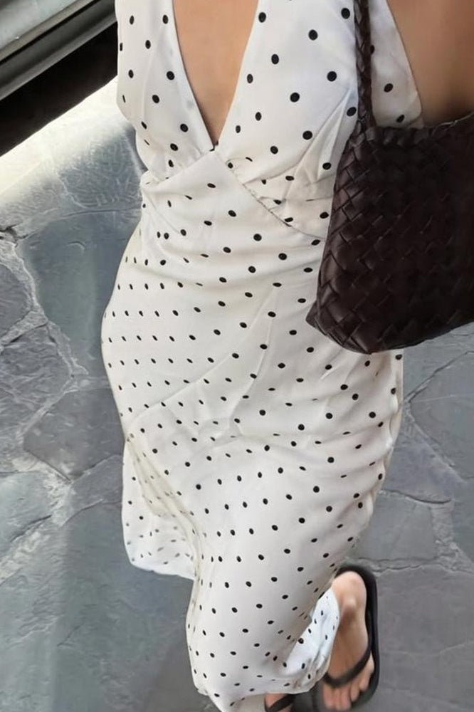 V-Neck Backless Tie Bodycon Maxi Dress