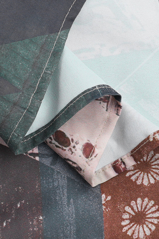 Vintage Floral Print V-Neck Bodycon Maxi Dress