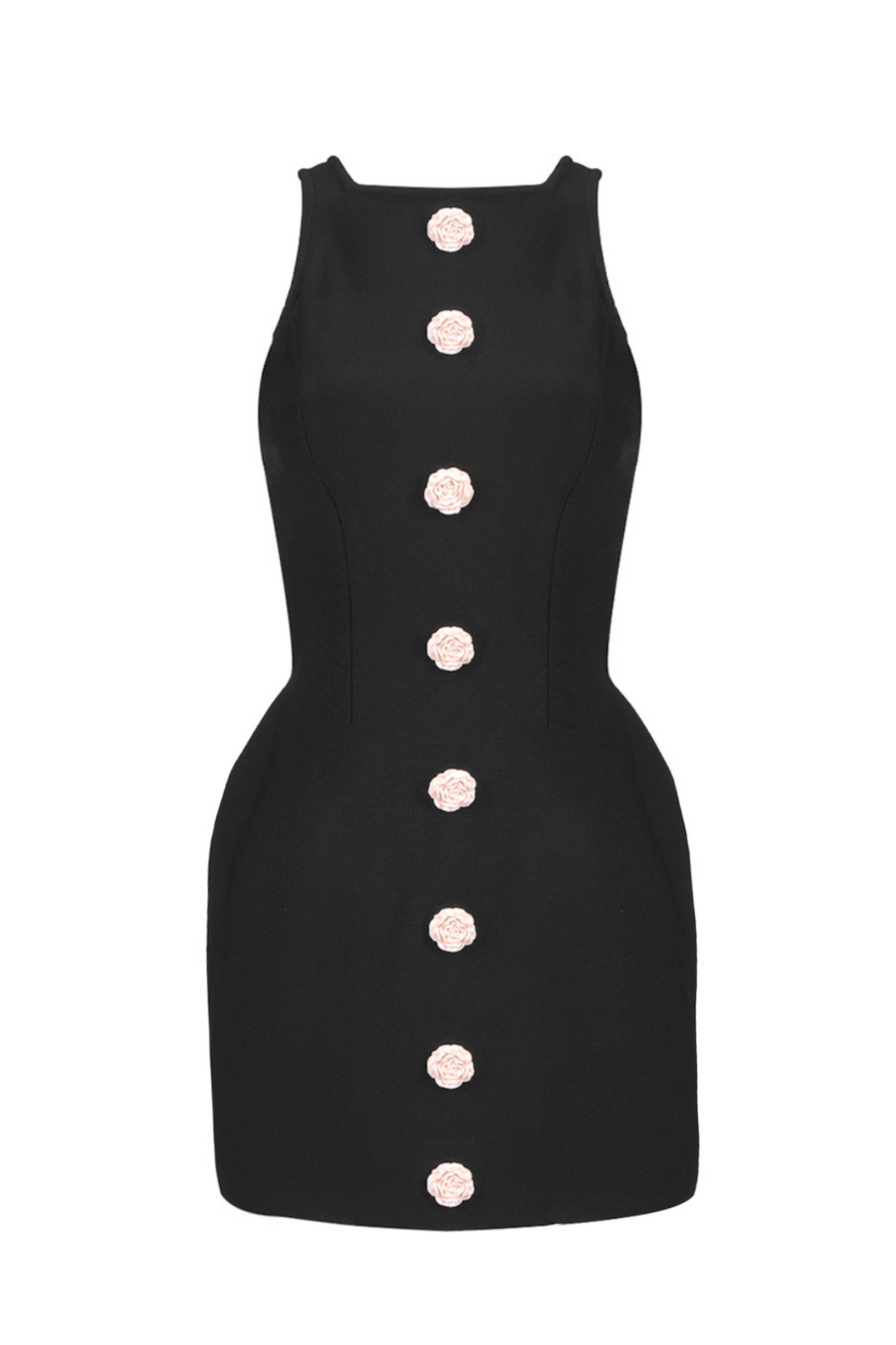 Marcia Sleeveless Flower Buttons Mini Dress