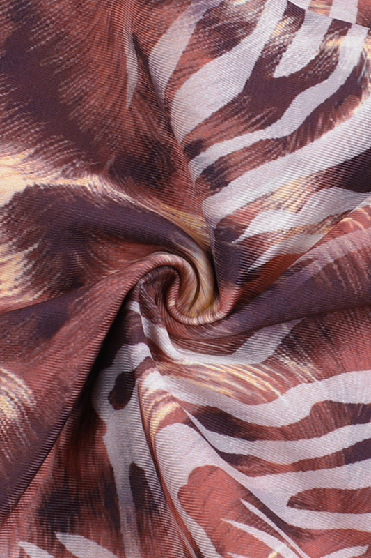 Deep V Animal Print Backless Cami Maxi Dress