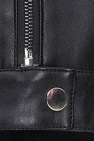 Cropped Bomber Style PU Coat