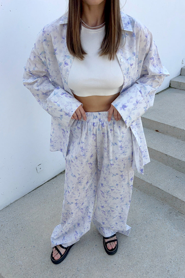 Floral Retro Shirt Pants Two Piece Set