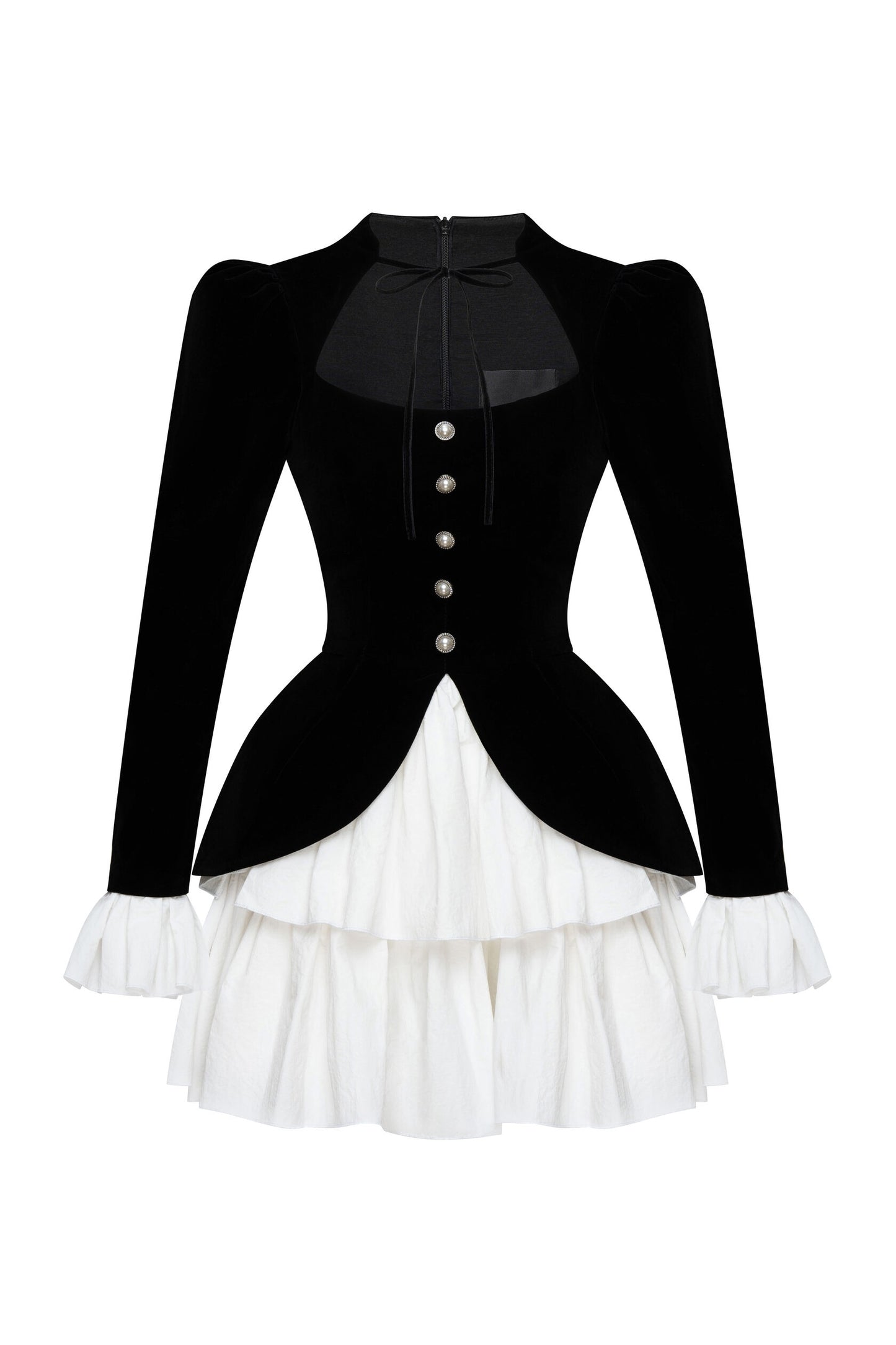 Eveline Velvet Square Neck Tiered Mini Dress