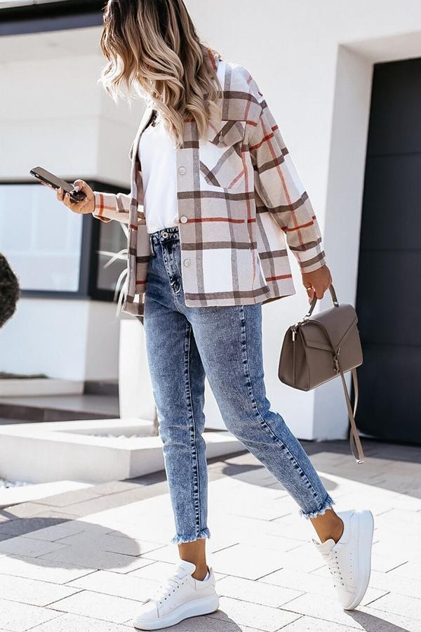 Unstoppable Feeling Plaid Pocketed Relaxed Jacket