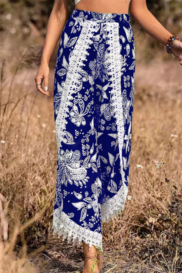 Loose Print Fashion Casual Lace Pants
