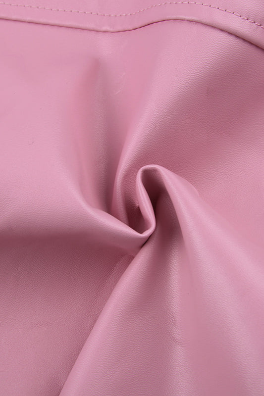 Pink Biker Style Bomber Coat