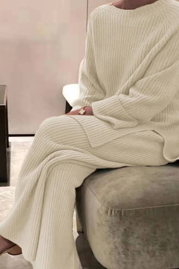 Fashion Rib Knitted Striped Suits