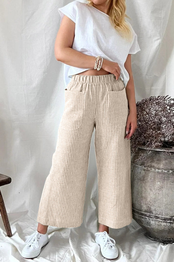 Cotton and Linen Loose Fashionable Casual Straight Pants for Women
