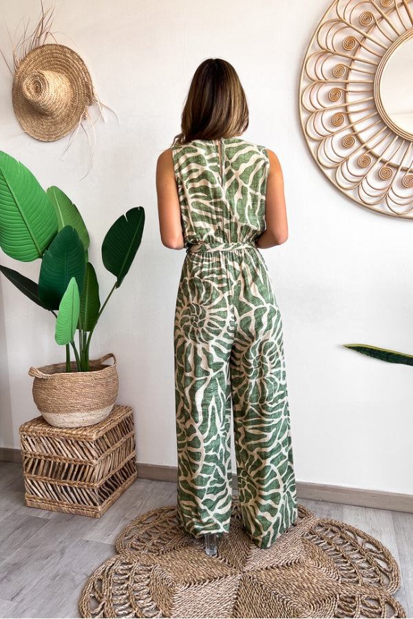 Summer Suit Swirl Print Sleeveless Jumpsuit