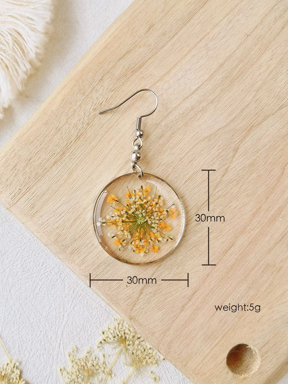 Forget Me Not Queen AnneLace Resin Pressed Flower Earrings