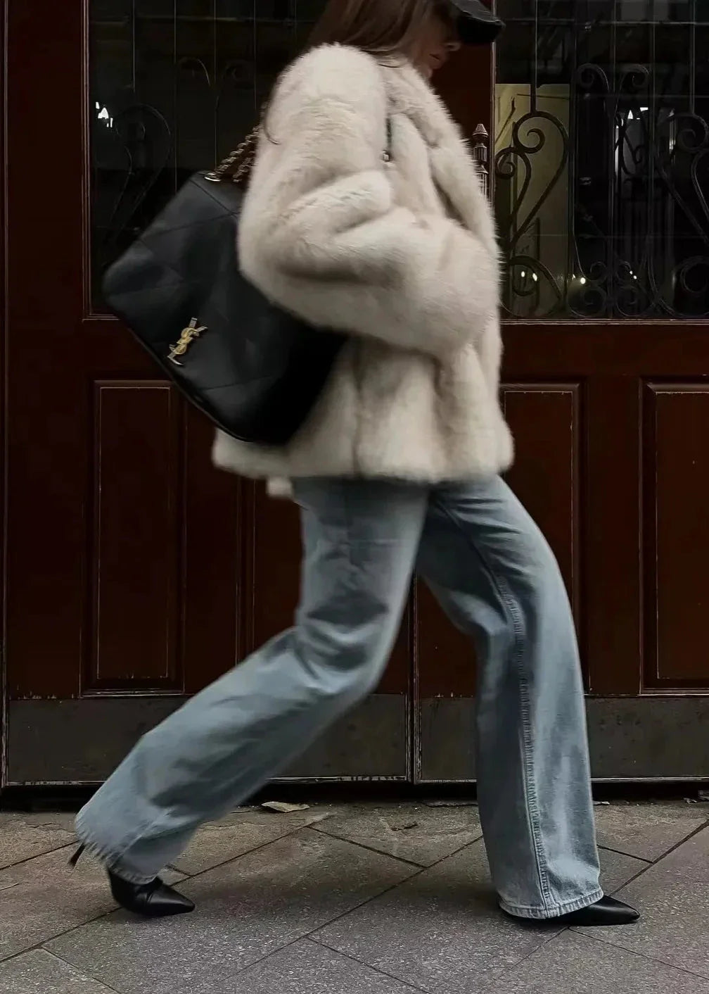 Solid Faux Fur Collar Jacket main image 0