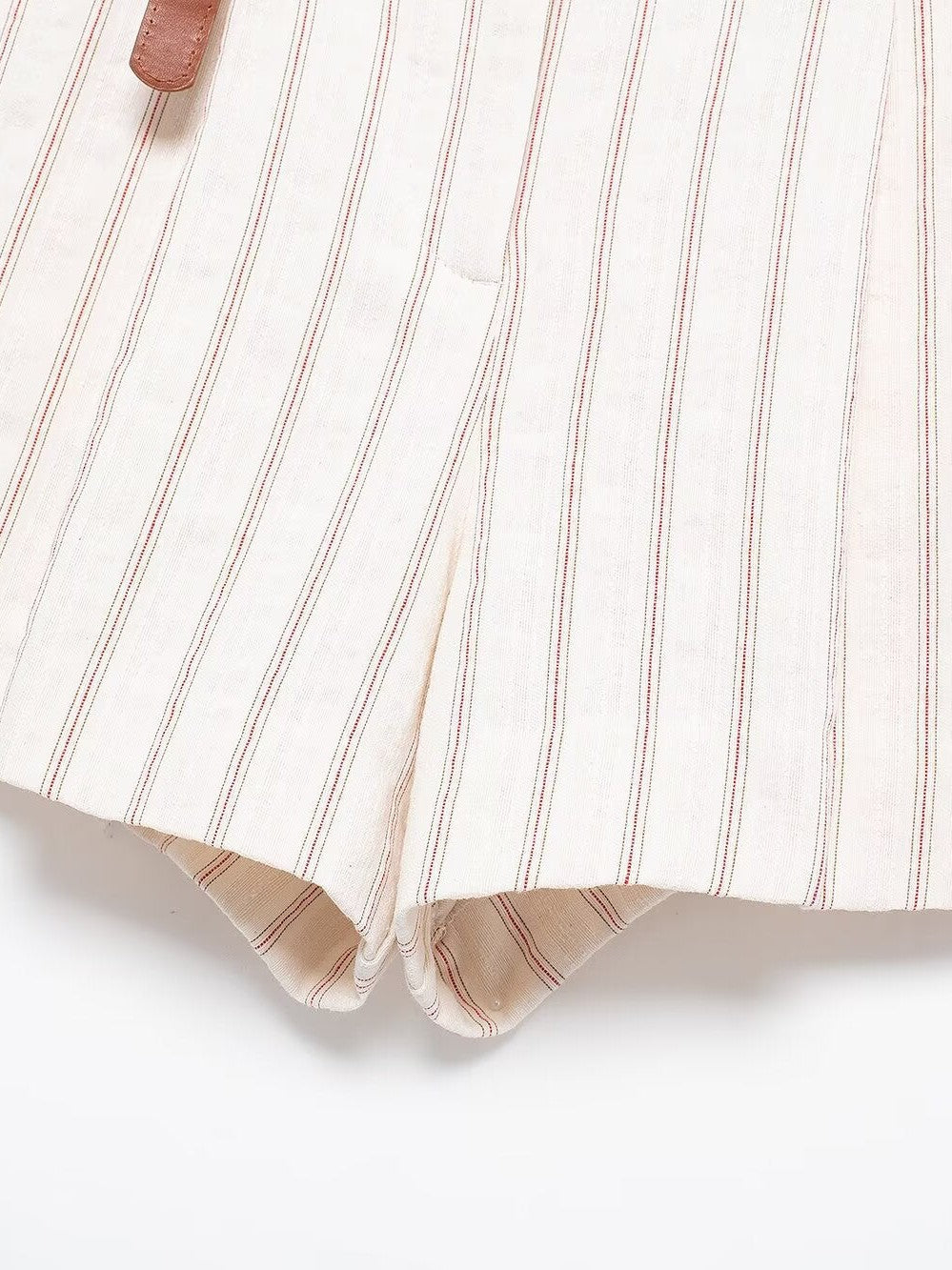 Striped Vest Waist Coat & Shorts With Belt Coord Set