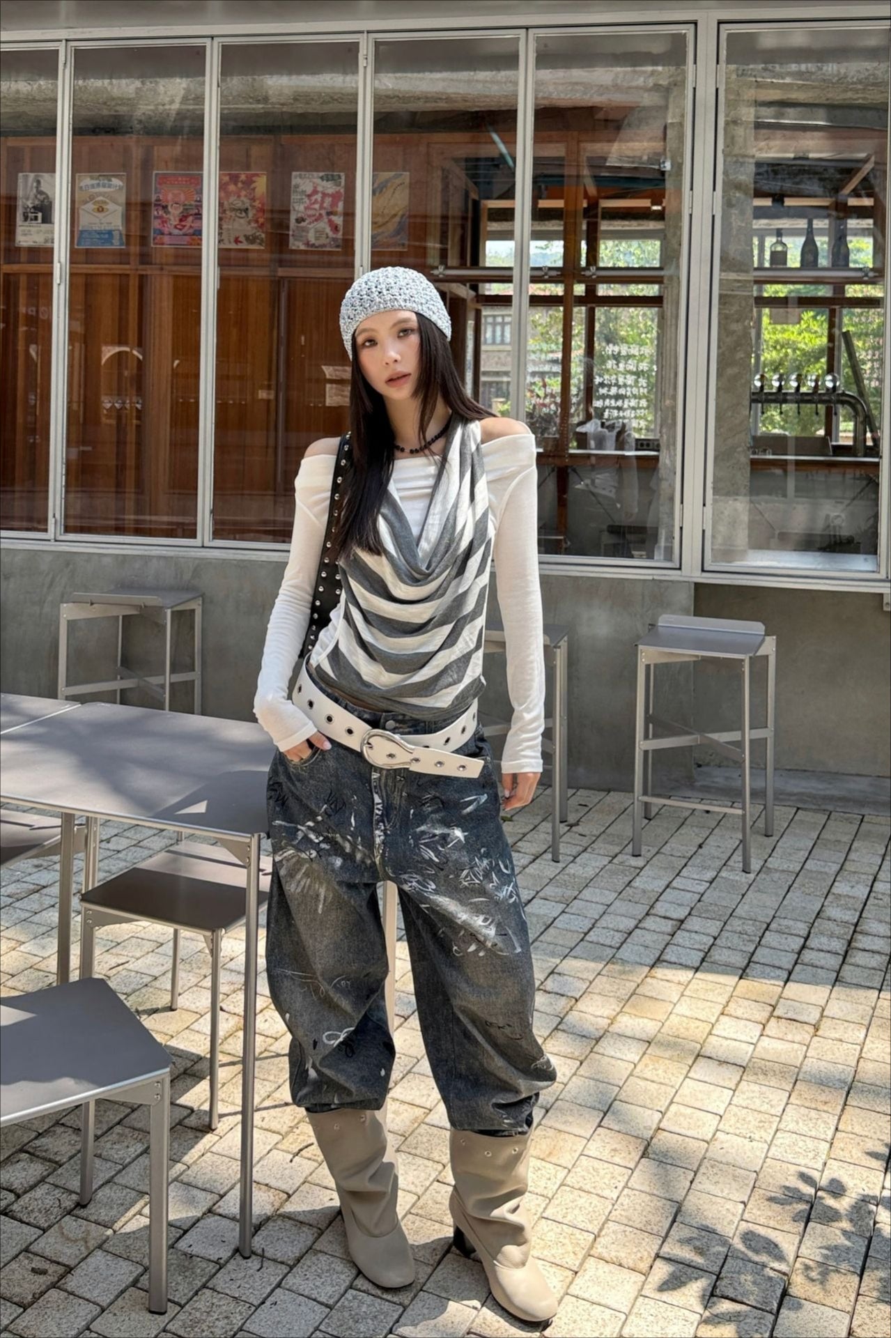 Paint Splatter Graffiti Wide Leg Jeans