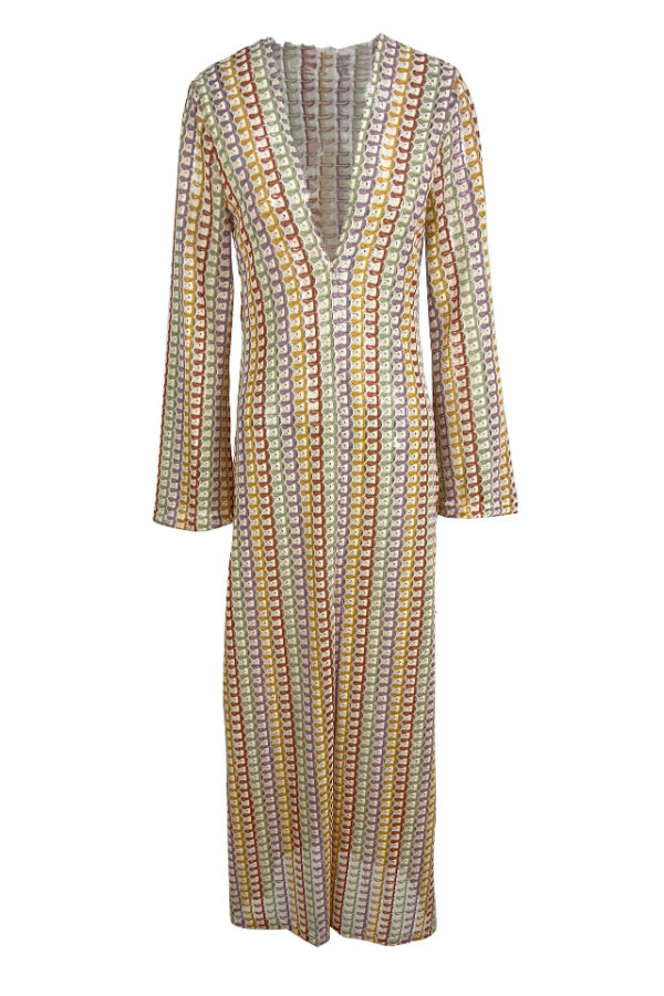 Lace Hollow Beach V-neck Low-cut Front Slit Long Dress