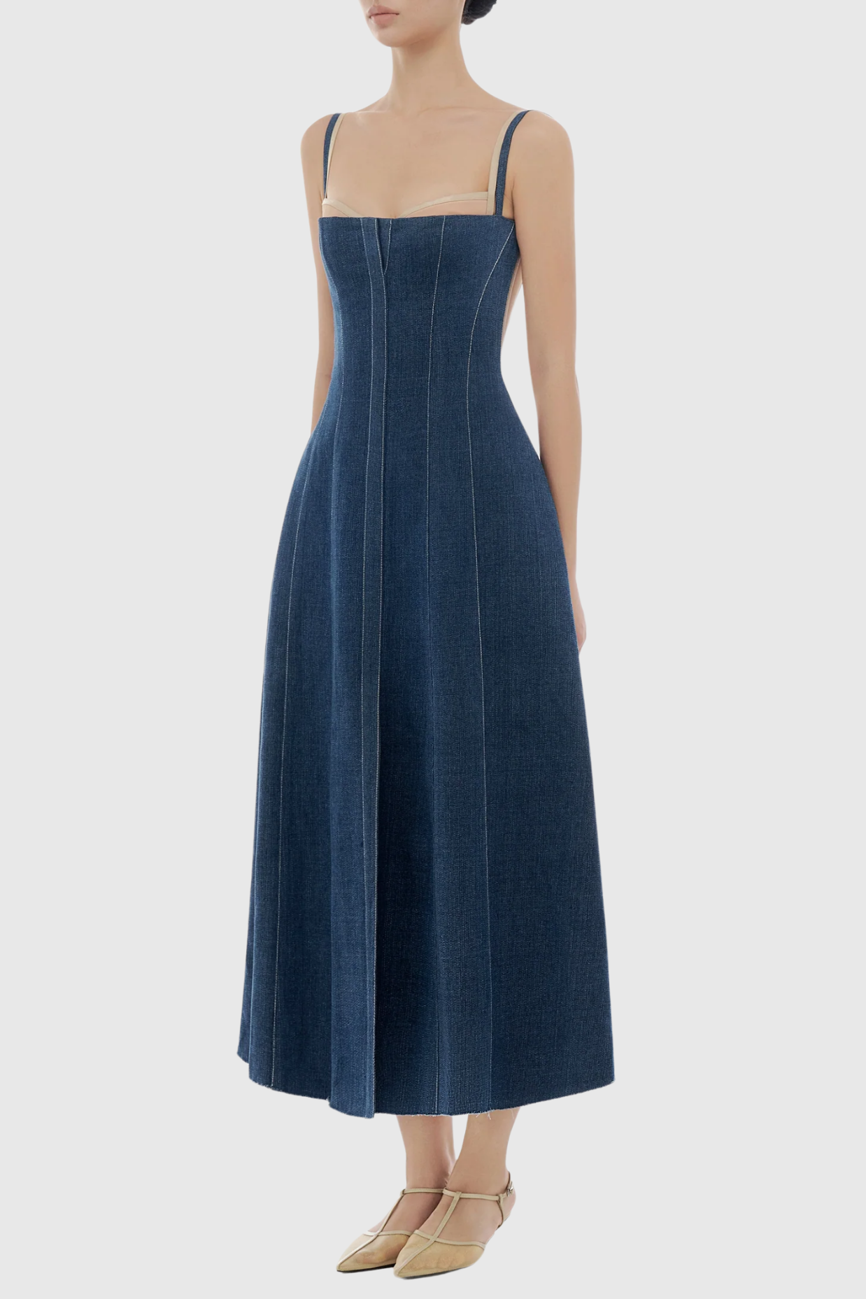 Abeje Corset Denim Midi Dress
