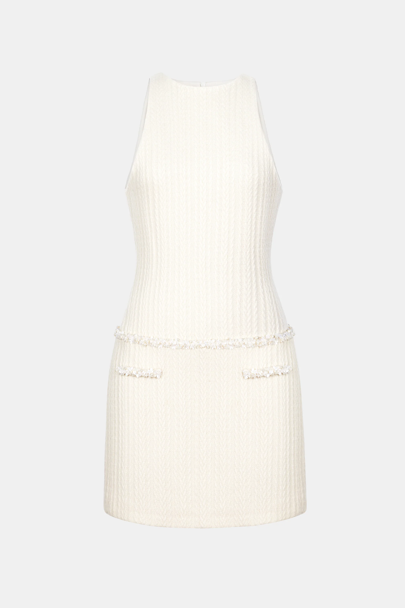 Abene Sleeveless Beaded Embellished Knit Mini Dress