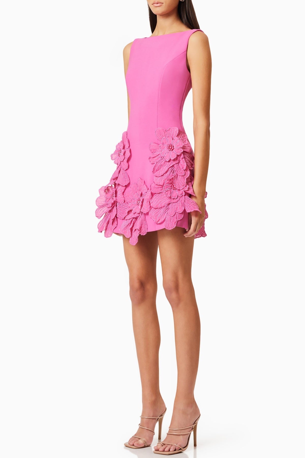 Adalgisa Floral Appliqué Mini Dress - Pink
