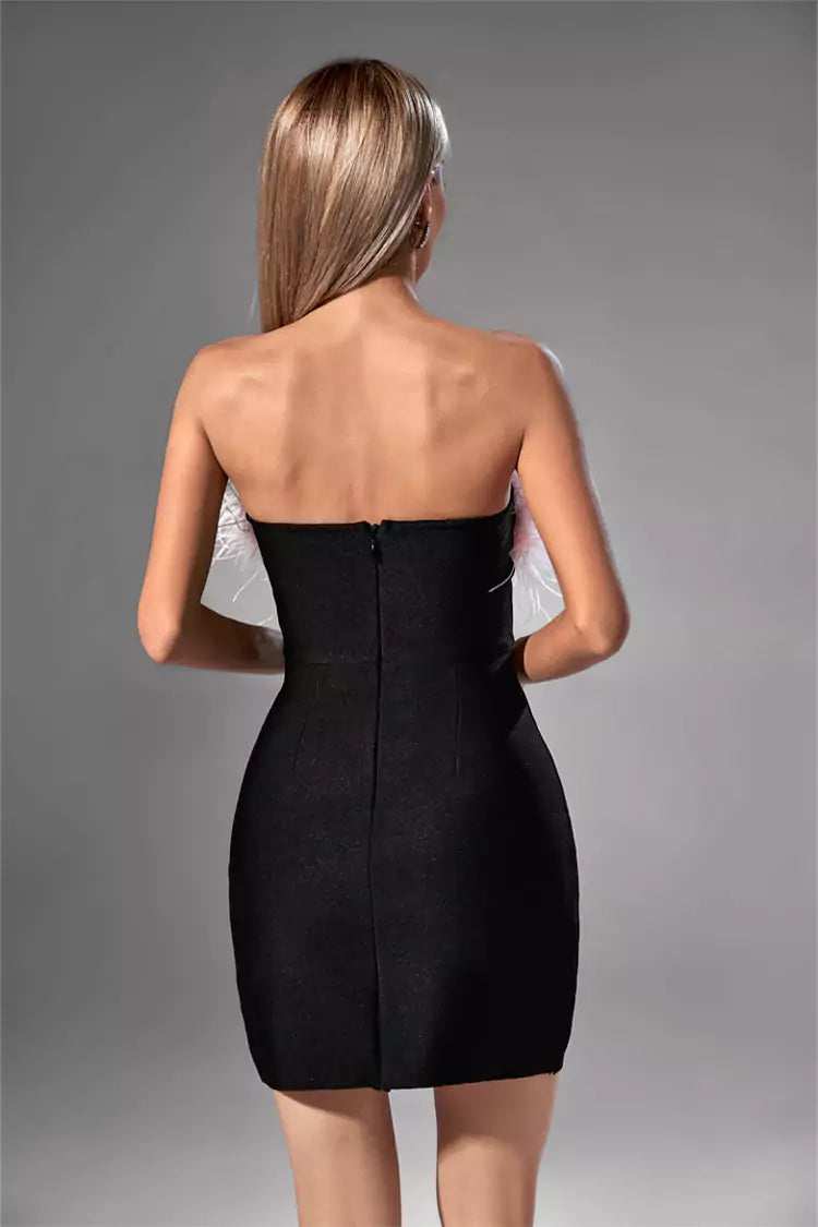 Adelaide Pink Feather Mini Dress