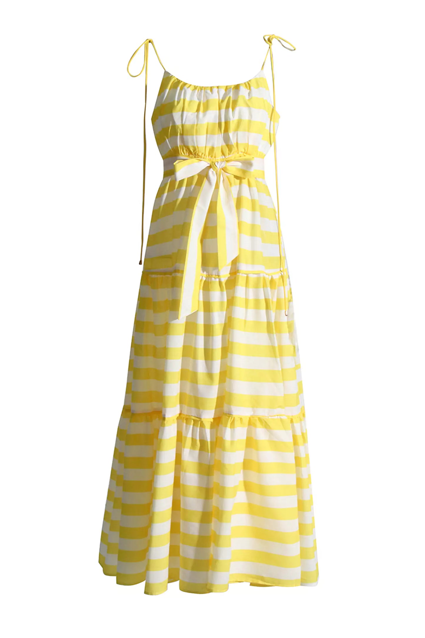 Anika Yellow Striped Midi Slip Dress