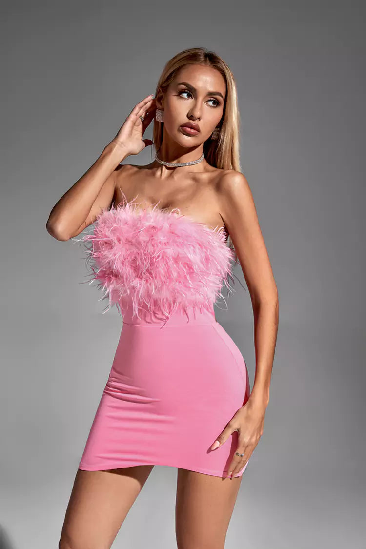 Annabelle Pink Feather Dress