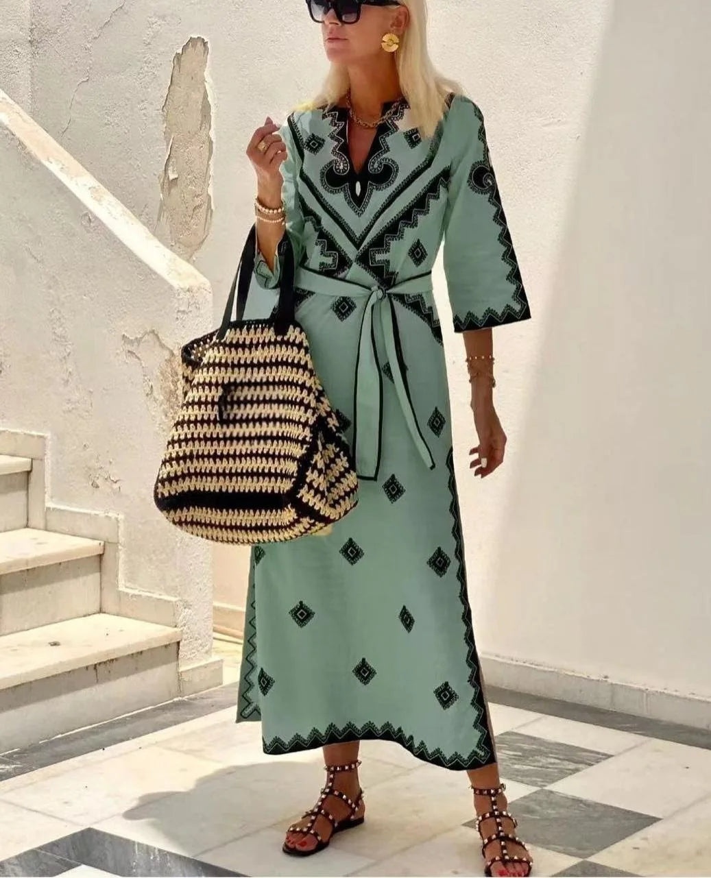 Autumn Fragrant Hemp A-line Boho Dress