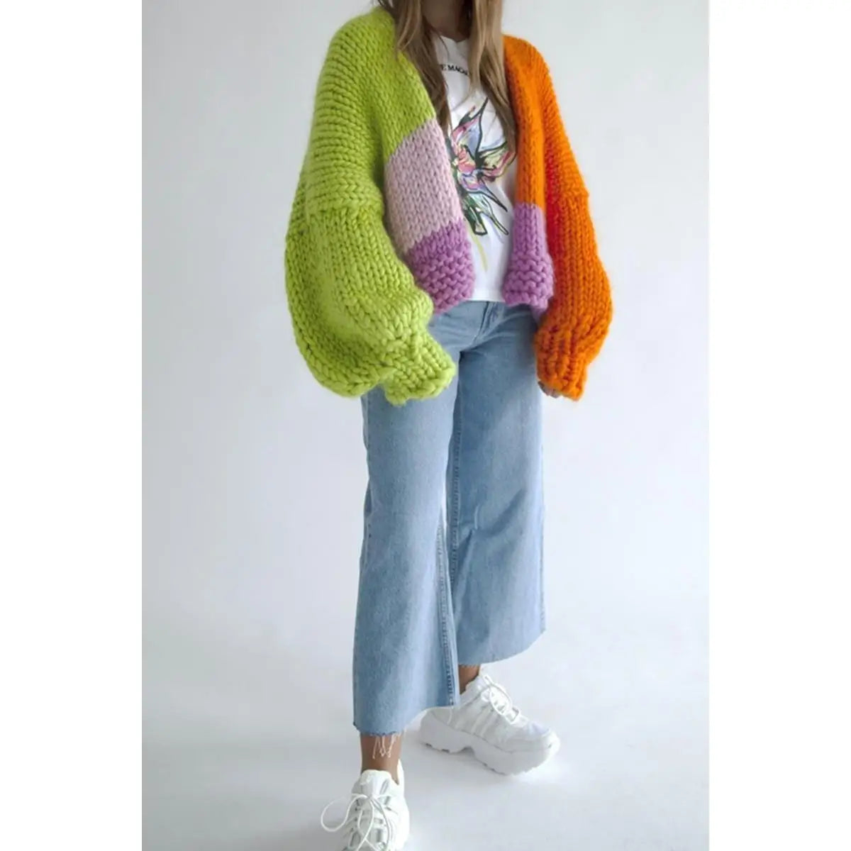 Colorful Thread V-Neck Commuter Knit Cardigan