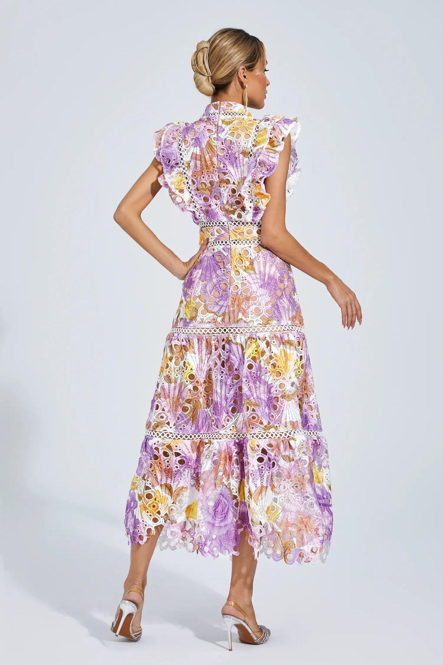 Ayleen Purple Hollow Sleeveless Midi Dress