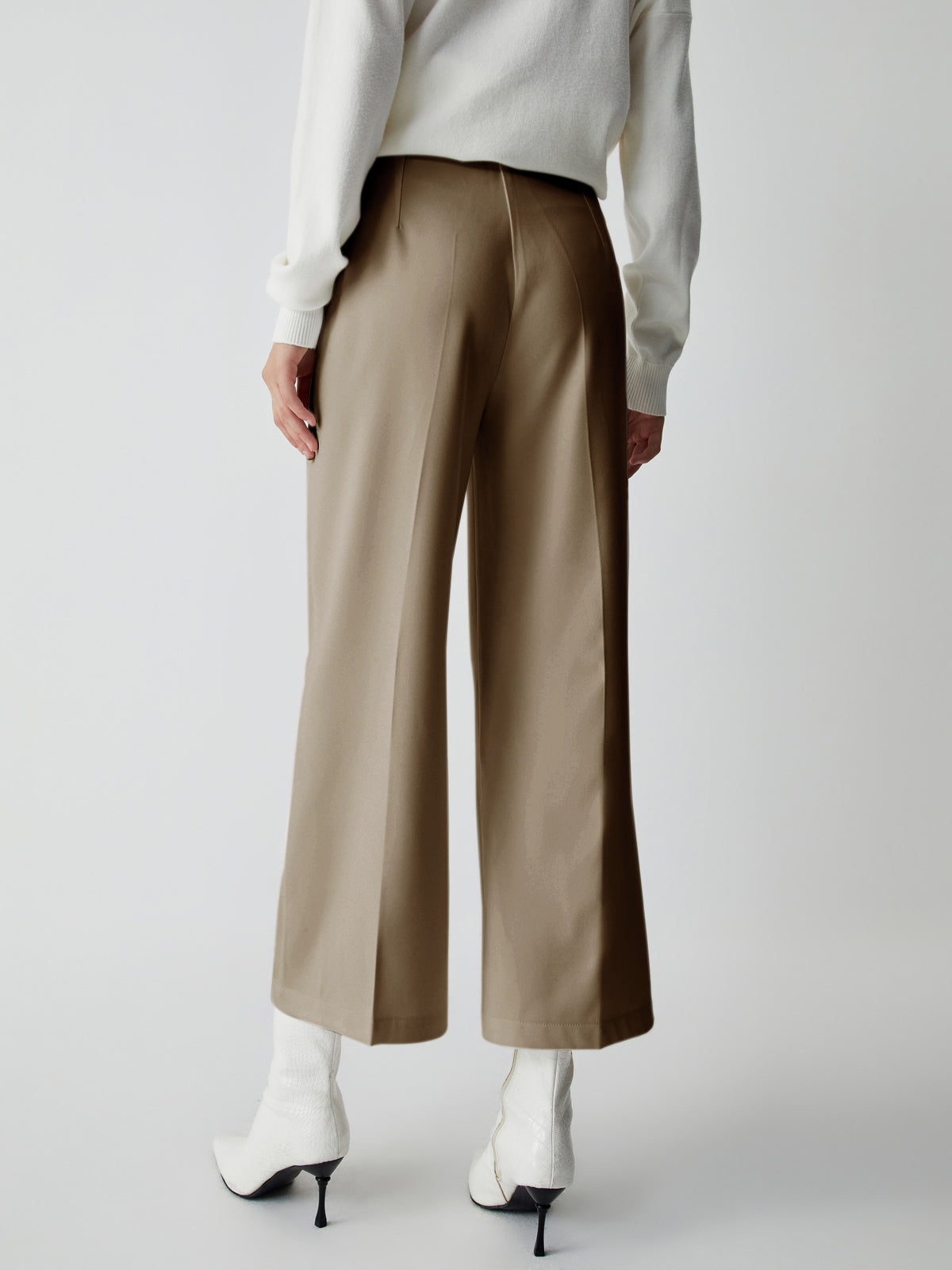 Semi-Sheer Wide Leg Culotte Pants