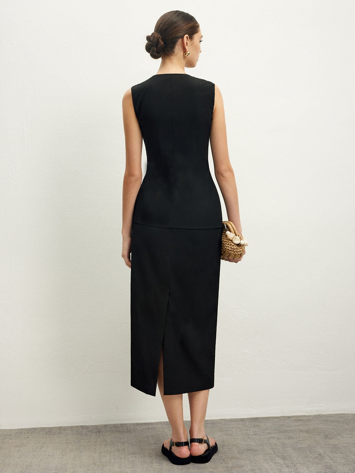 Asymmetrical Button Top A Line Skirt set