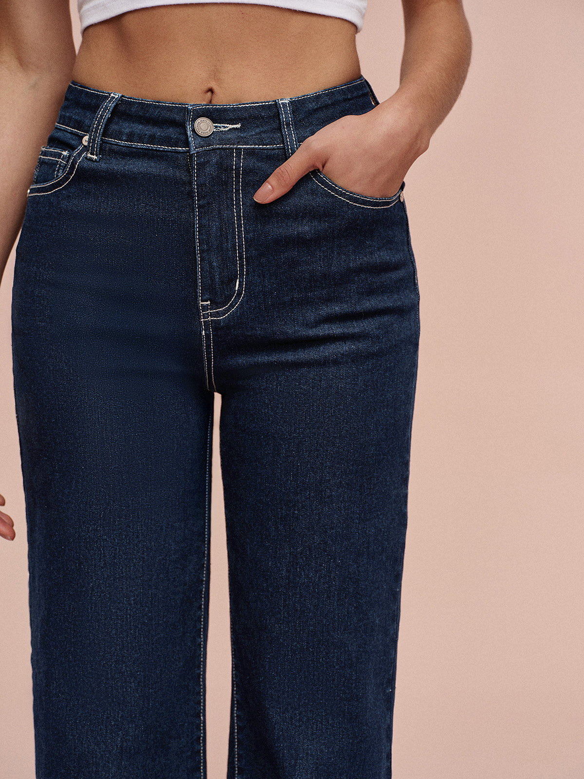 Mid-Waisted Straight-Leg Jeans