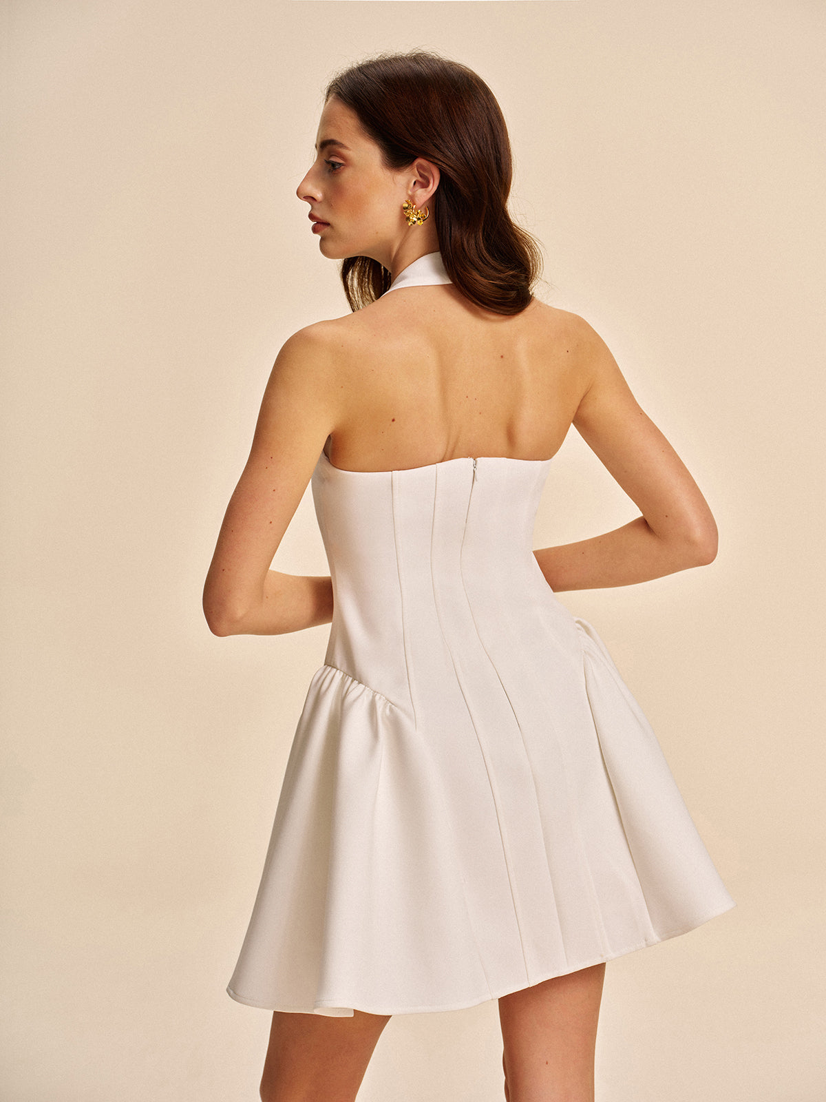 Button Detail Halter Dress