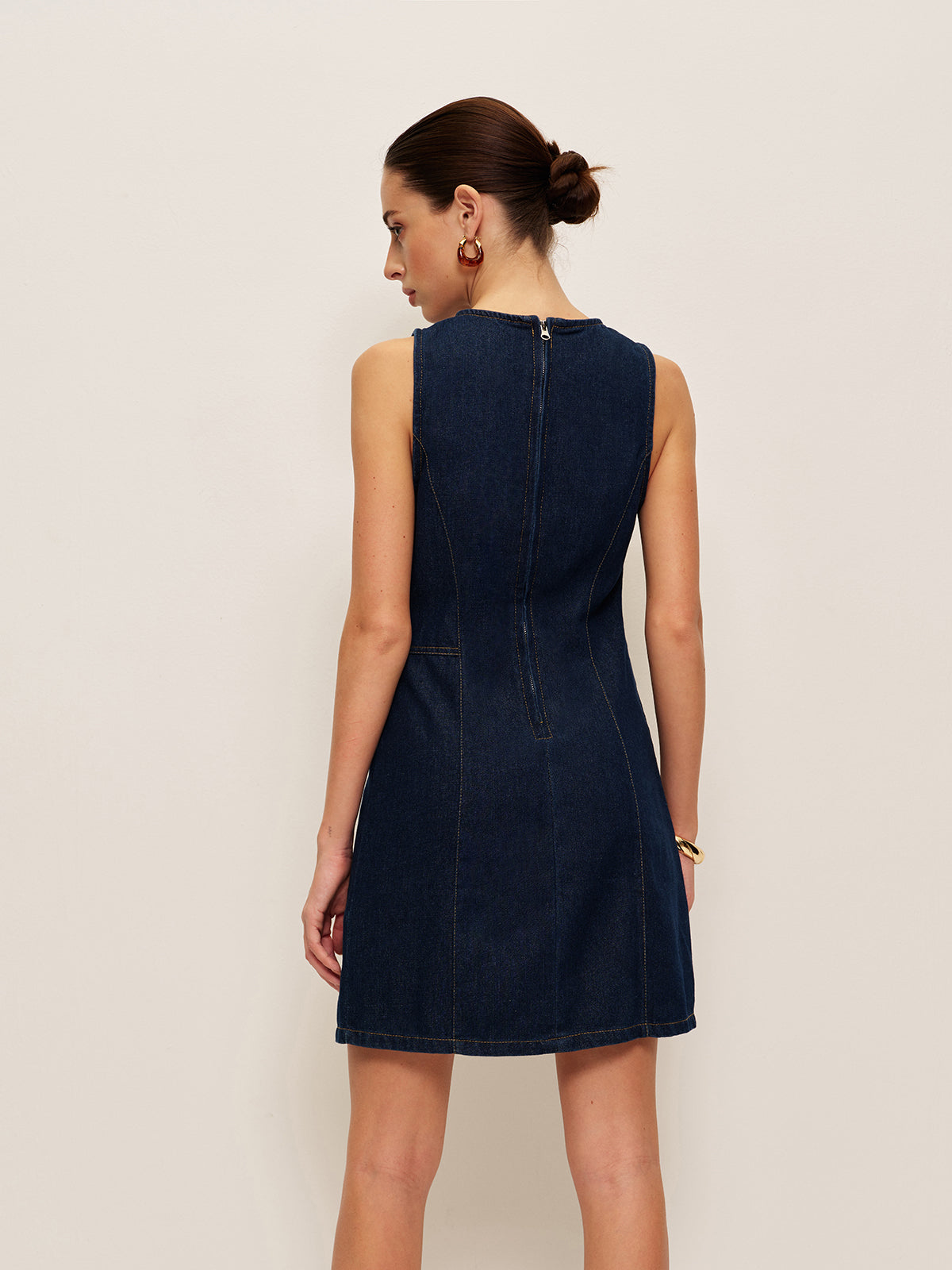 Denim Shift Dress Without Belt