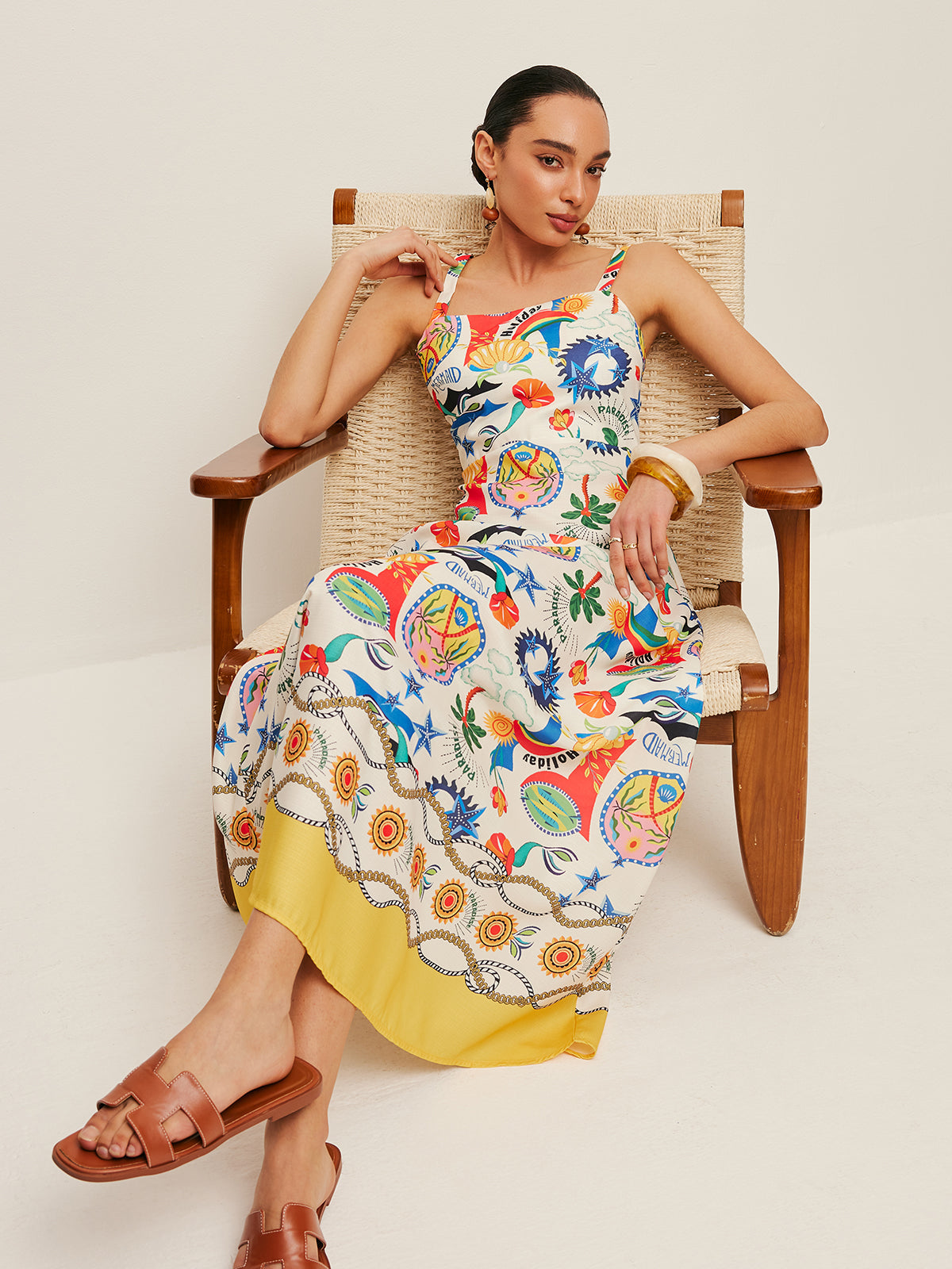 Colorful Print Strappy Dress