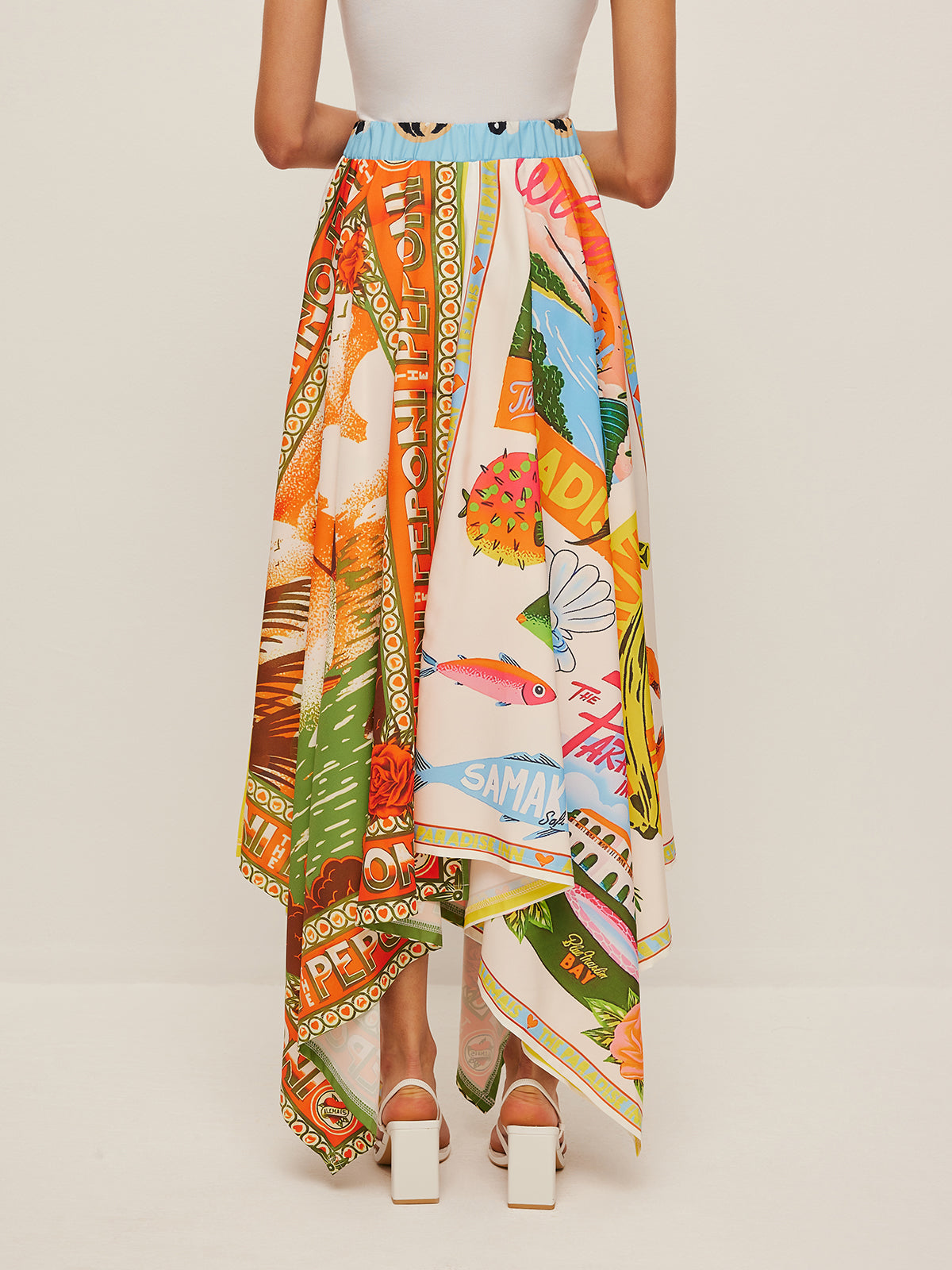 Printed Handkerchief Hem Skirt