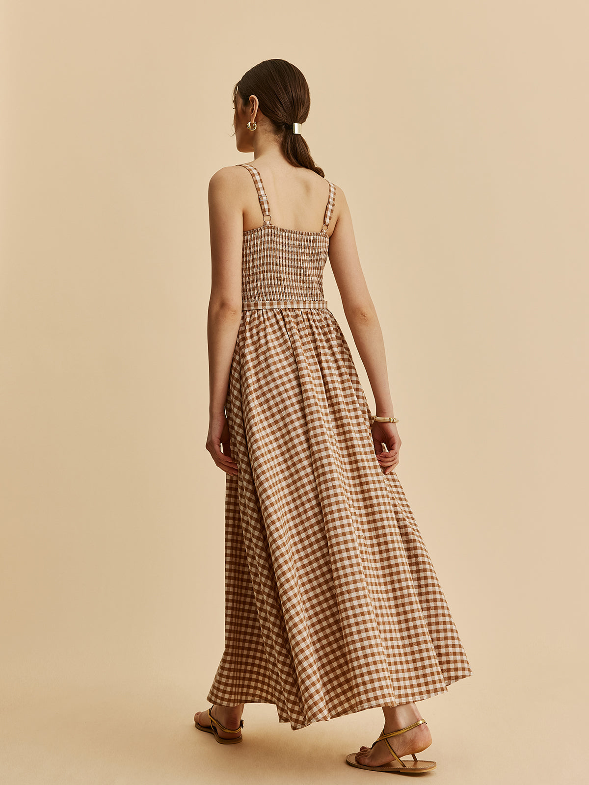 Gingham Belted Bustier Dress