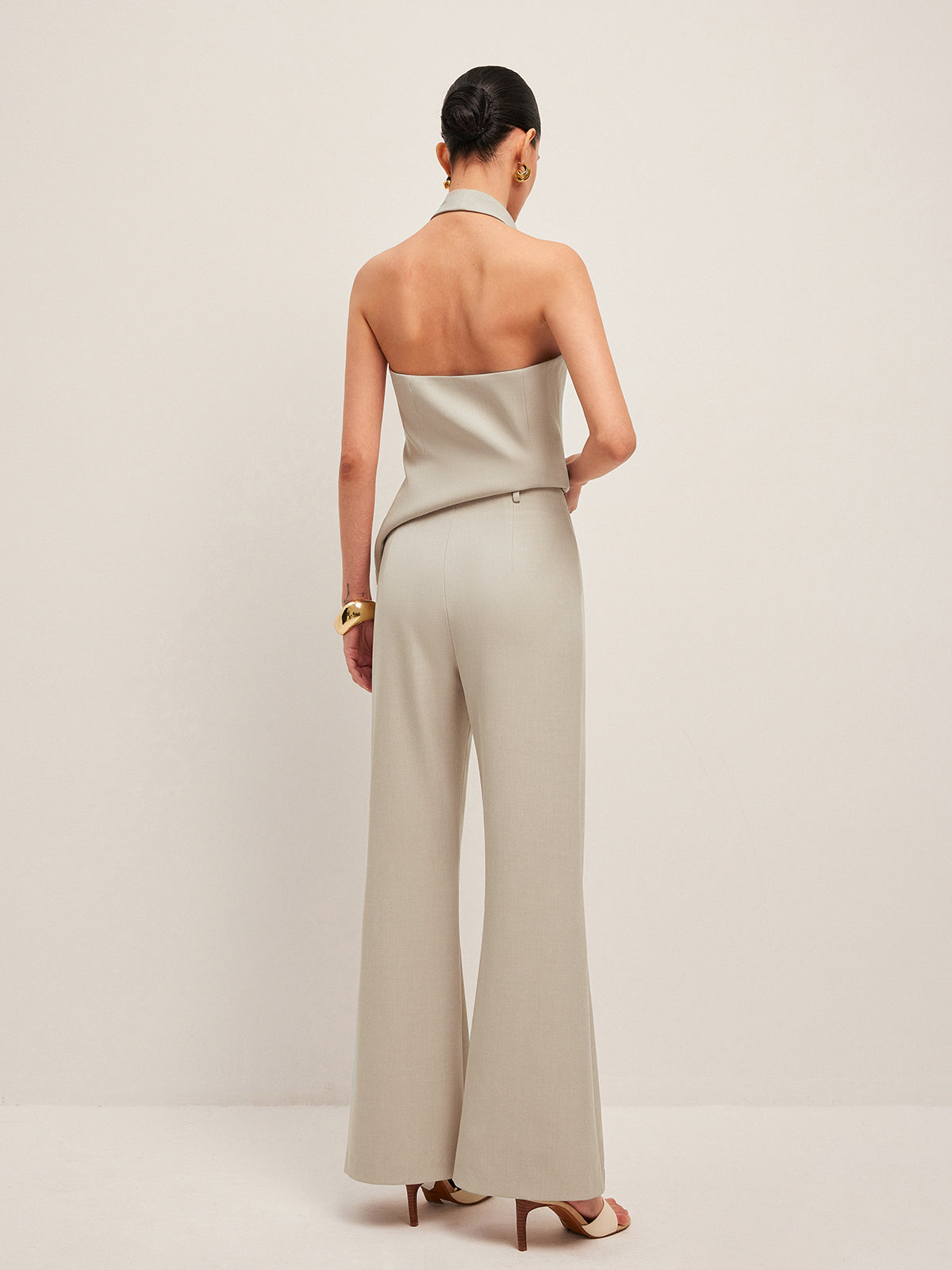Wide-Leg Midi-Waisted Pants