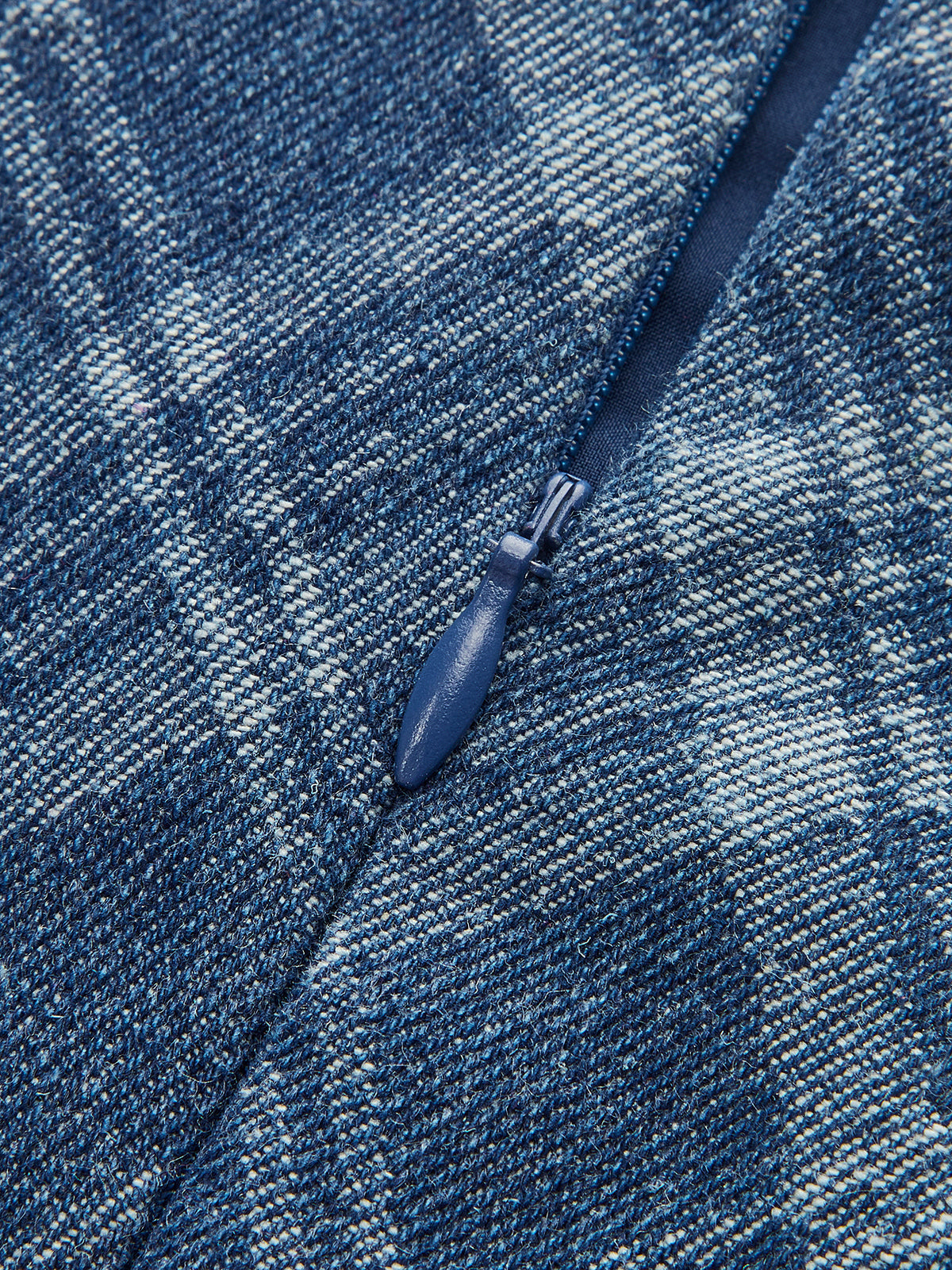 Metal Button Crew-Neck Decor-Pockets Denim Dress