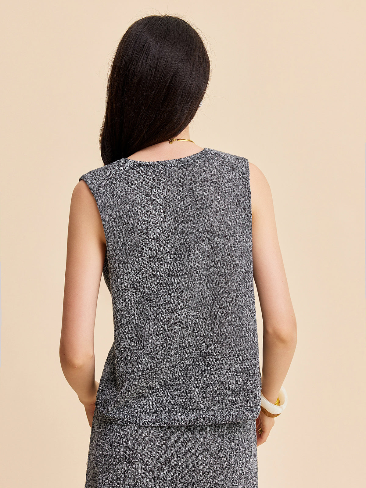 Tie Long Knit Vest