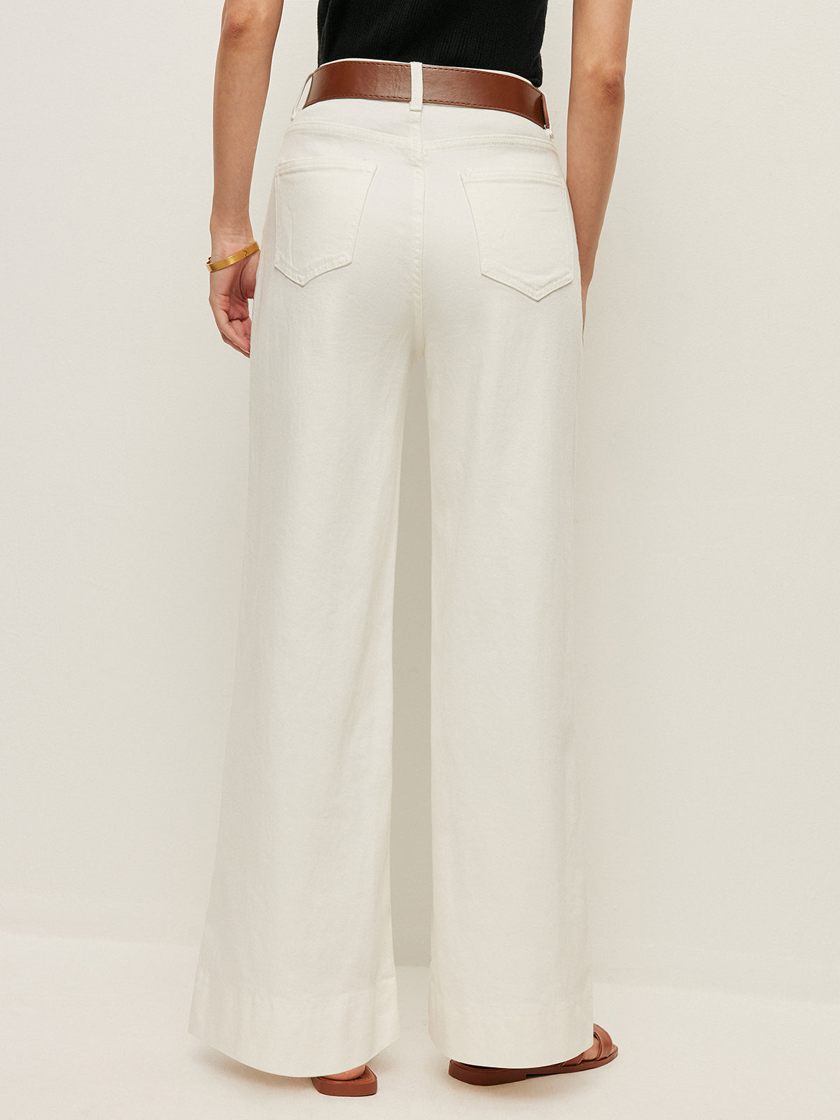 High-Waist Pants With Pockets & Belt