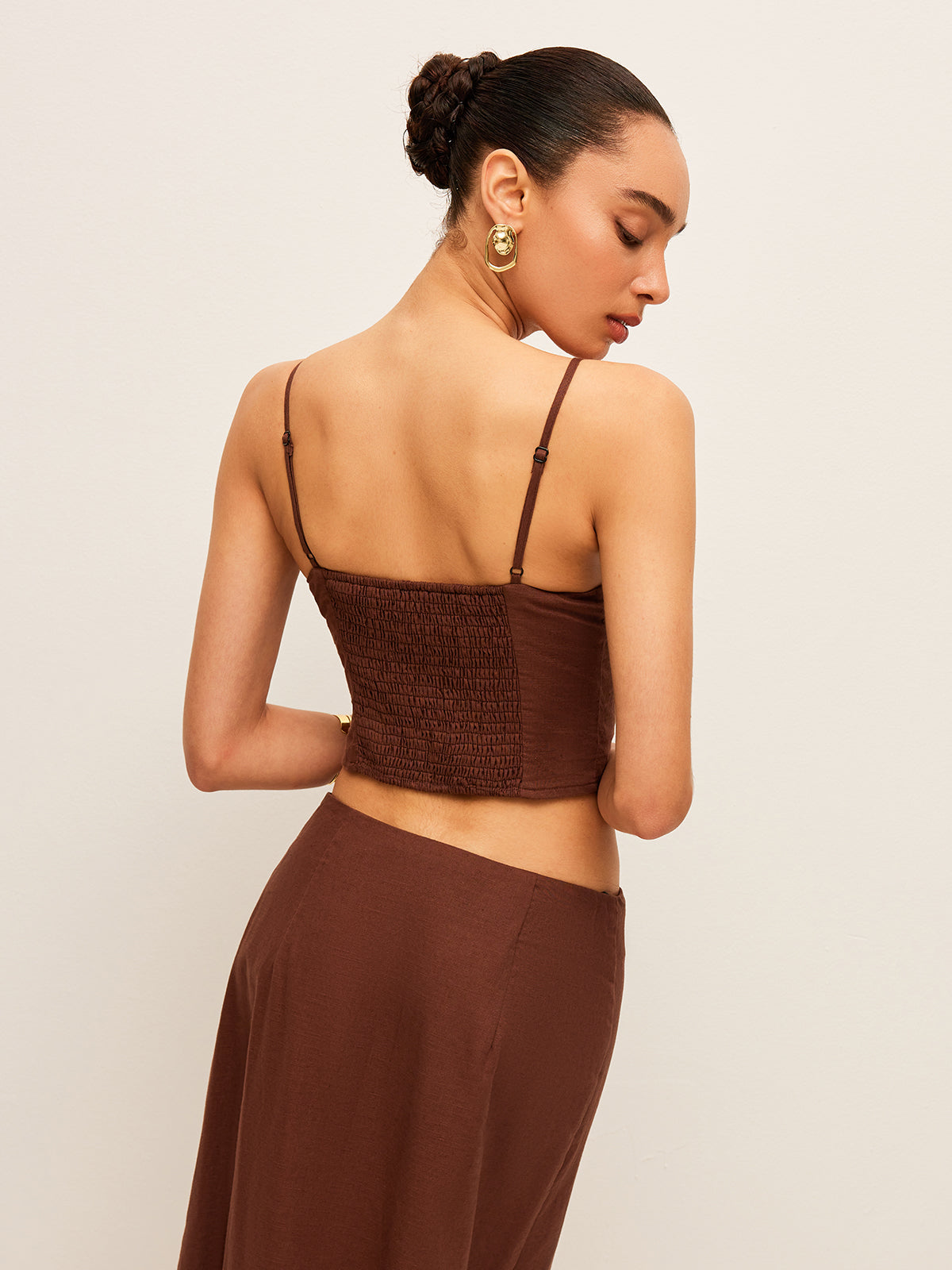 Cotton & Linen Button-Front Skirt Set