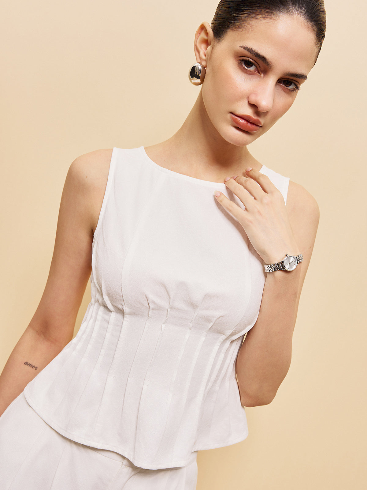 Peplum Top With Wide-Leg Pants Set